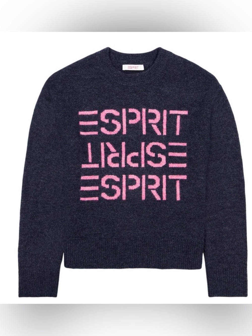 ESPRIT Women’s Crewneck Logo Sweater, Navy/Pink, Retro 80s, Various Sizes NWT